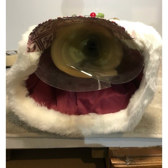 Porcelain Face Santa Claus Figurine Tree Topper Red Velvet & Faux Fur Coat 18" - Picture 9 of 11